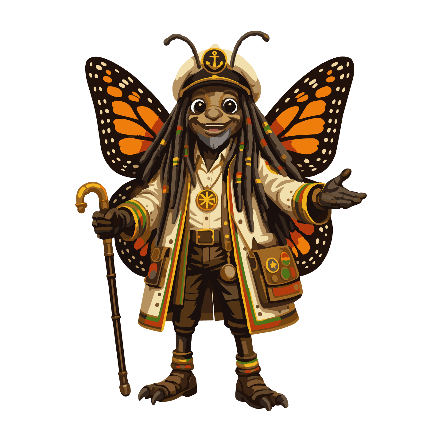 Captain Big Ship, the Reggae Bugs traveling musician and storyteller in captain’s clothing.