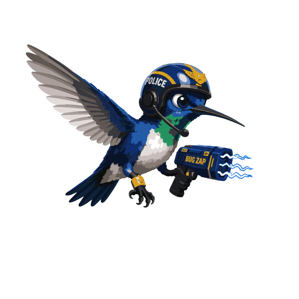 Chopper, the Reggae Bugs Air Patrol lieutenant in navy-and-gold flight gear.