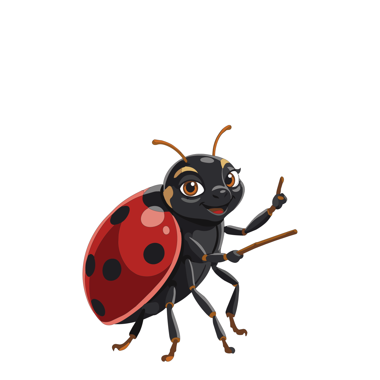 Dottie Bars, the Reggae Bugs ladybug rhythm teacher, holding her pointer.