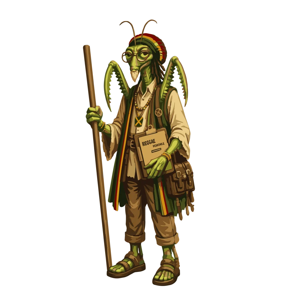Ras Mantis, the Reggae Bugs manager and spiritual advisor.