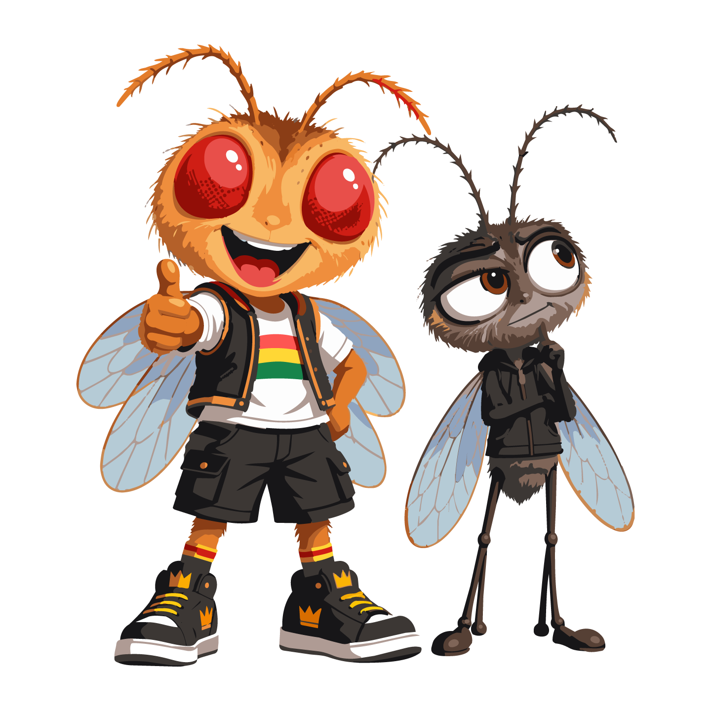 Foo Fly and Nat, two Reggae Bugs characters shown together in an illustration.
